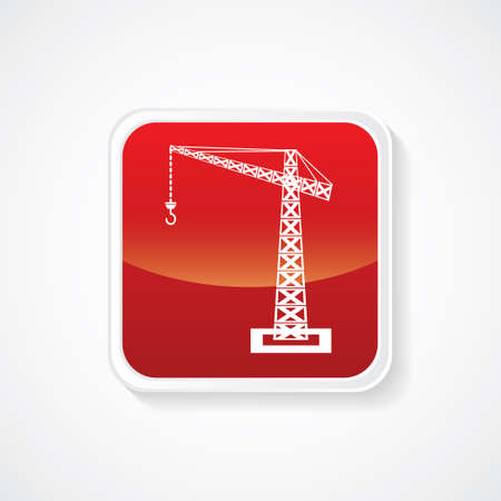 Icon of crane on Red Glossy Buttonのイラスト素材