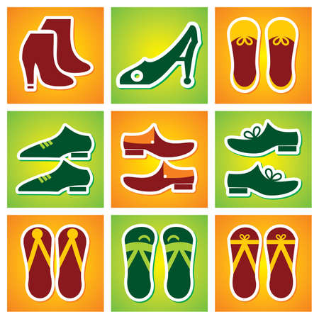 Collection of Colourful shoes Iconのイラスト素材
