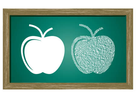 Editable icon of APPLE Isolated On Green Blackboardのイラスト素材
