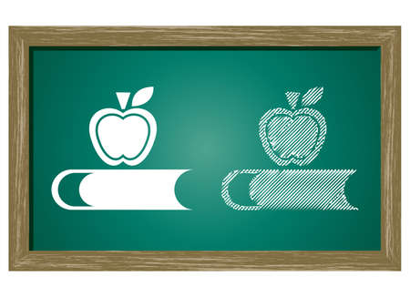 Editable icon of apple On Green Blackboardのイラスト素材