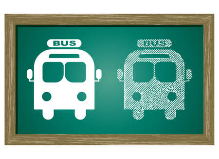 Editable icon of bus Isolated On Green Blackboard