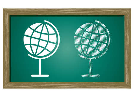 Editable icon of Globe Isolated On Green Blackboardのイラスト素材