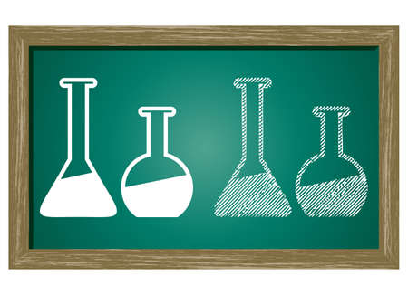 Editable icon of Lab Equipment Isolated On Green Blackboardのイラスト素材