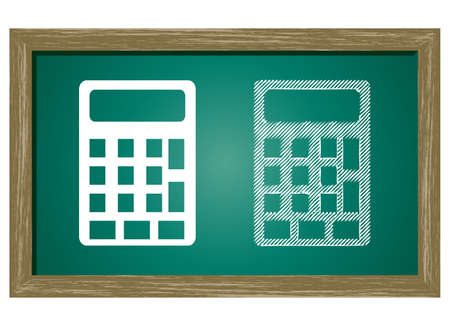 Editable icon of Calculator Isolated On Green Blackboardのイラスト素材