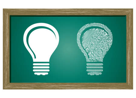 Editable icon of Bulb Isolated On Green Blackboardのイラスト素材