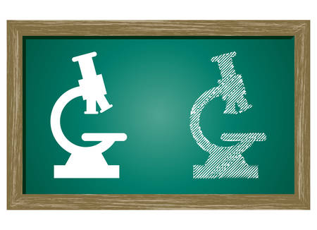 Editable icon of Microscope Isolated On Green Blackboardのイラスト素材