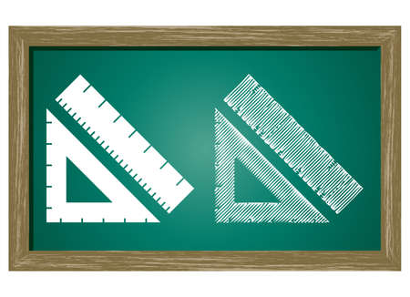 Editable icon of Ruler Isolated On Green Blackboardのイラスト素材