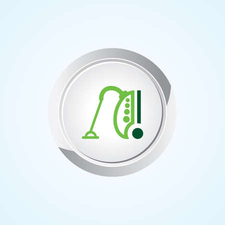 Icon of Vacuum Cleaner on Button. Eps-10.のイラスト素材