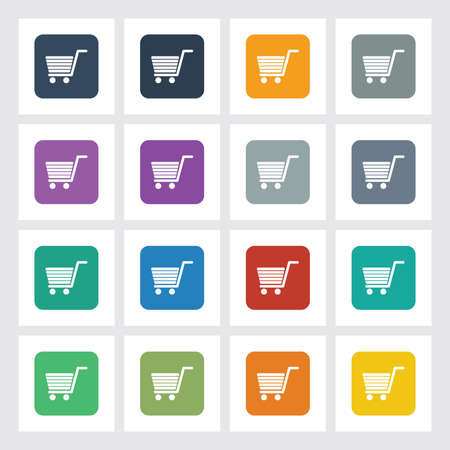 Very Useful Flat Icon of Shopping Trolley with Different UI Colors. のイラスト素材