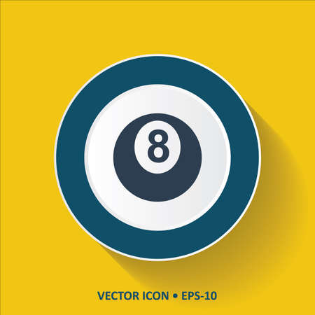 Blue vector Icon of Billards 8 Ball on Yellow Color Background with Long Shadow. Eps.10.のイラスト素材