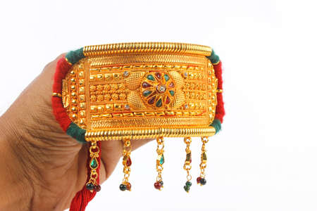 Indian Traditional Jewellery Bajuband, Baju Bandh For Arm Isolated on White : Armbandの写真素材
