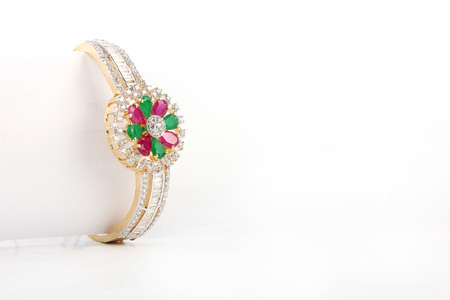 Indian Bangles. Bracelet with diamonds on a white background