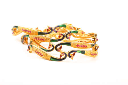 Indian Bangles. Bracelet with diamonds on a white background