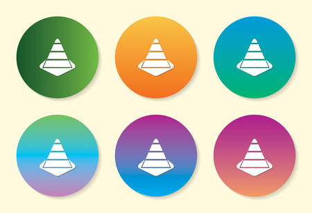 Construction Cone six color gradient icon design.のイラスト素材