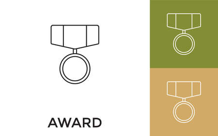 Editable Award Thin Line Icon with Title. Useful For Mobile Application, Website, Software and Print Media.のイラスト素材