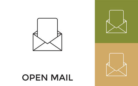 Editable Mail Thin Line Icon with Title. Useful For Mobile Application, Website, Software and Print Media.のイラスト素材