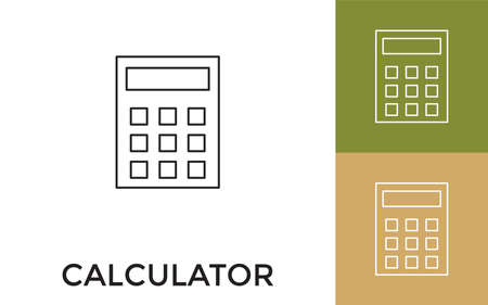 Editable Calculator Thin Line Icon with Title. Useful For Mobile Application, Website, Software and Print Media.のイラスト素材