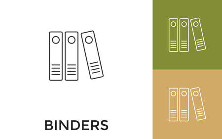 Editable Binders Thin Line Icon with Title. Useful For Mobile Application, Website, Software and Print Media.のイラスト素材