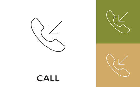 Editable Call Thin Line Icon with Title. Useful For Mobile Application, Website, Software and Print Media.のイラスト素材