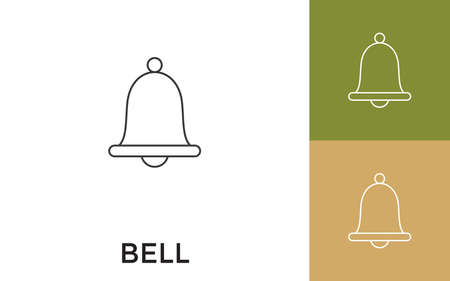 Editable Bell Thin Line Icon with Title. Useful For Mobile Application, Website, Software and Print Media.のイラスト素材