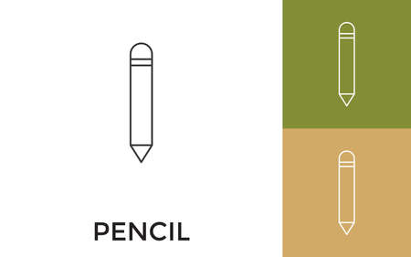 Editable Pencil Thin Line Icon with Title. Useful For Mobile Application, Website, Software and Print Media.のイラスト素材