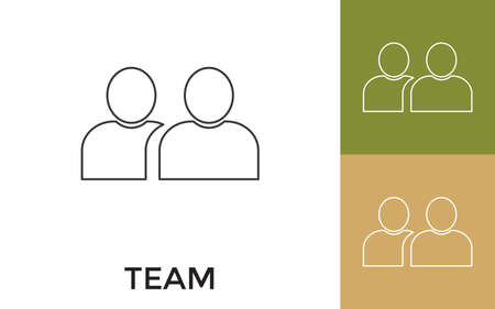 Editable Team Thin Line Icon with Title. Useful For Mobile Application, Website, Software and Print Media.のイラスト素材
