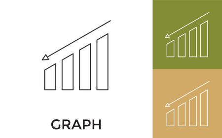 Editable Graph Thin Line Icon with Title. Useful For Mobile Application, Website, Software and Print Media.のイラスト素材