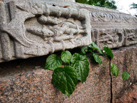 Beautiful interior of the Temple of Bamuni hill of Tezpur, India. vintage temples or indian temple stone. Old indian temple or old Assam temple.の写真素材