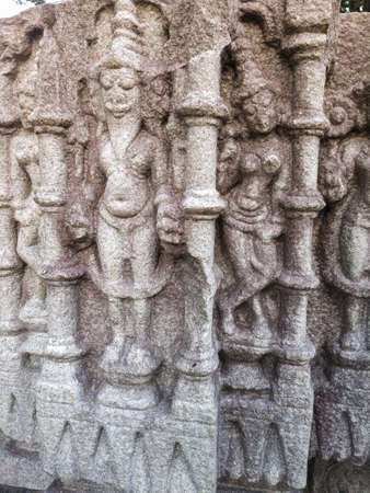Beautiful interior of the Temple of Bamuni hill of Tezpur, India. vintage temples or indian temple stone. Old indian temple or old Assam temple.の写真素材