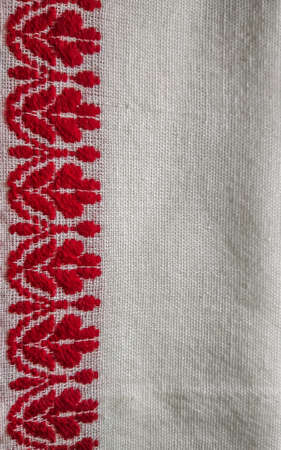 assamese gamosa ( gamusa , gamocha ) textile background ,gamusa pattern or gamosa border. gamosa is a traditional cloth of assam,north east.の写真素材