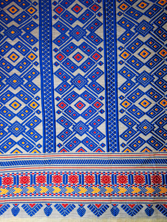 tribal pattern or ethnic pattern is used for assam motif design or muga silk of assam.similar to ukranian design and russian design.の写真素材