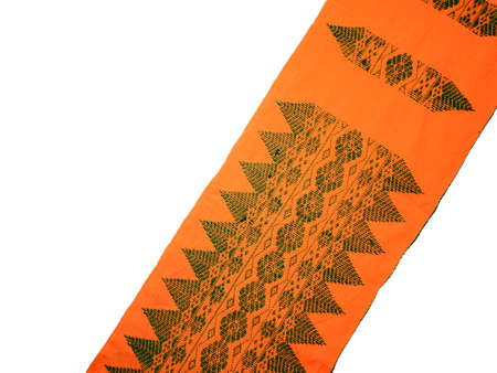 Aronai ( arnai ). Aronai is the Bodo traditional muffler worn by both men and women.it is similar to assam gamosa / gamusa or gamocha. tribal cloth.の写真素材