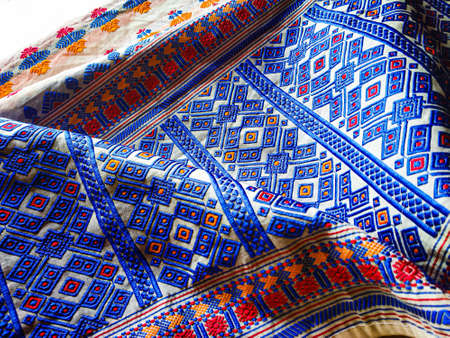 tribal pattern or ethnic pattern is used for assam motif design or muga silk of assam. similar to ukrainian pattern or russian  pattern.の写真素材