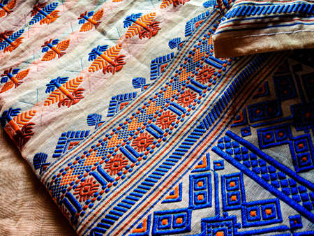 tribal pattern or ethnic pattern is used for assam motif design or muga silk of assam. similar to ukrainian pattern or russian  pattern.の写真素材