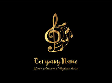 musical note logo or music logo.のイラスト素材