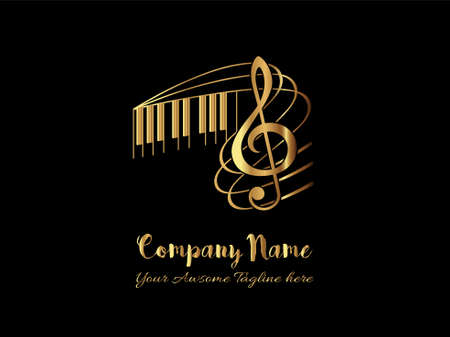 musical note logo or music logo.のイラスト素材