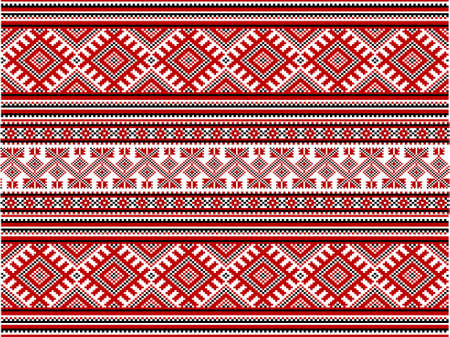 tribal pattern ( assamese pattern ) of northeast india which is used for textile design in assam gamosa , muga silk or other treditional dress.similar to ukrainian pattern or russian pattern.のイラスト素材