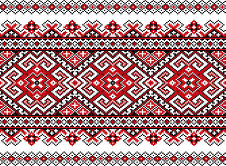 tribal pattern ( assamese pattern ) of northeast india which is used for textile design in assam gamosa , muga silk or other treditional dress.similar to ukrainian pattern or russian pattern.のイラスト素材