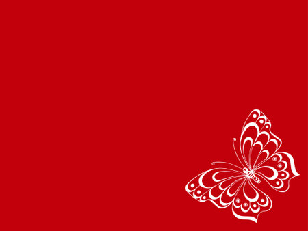 butterfly motif or white butterfly isolated on red background.のイラスト素材