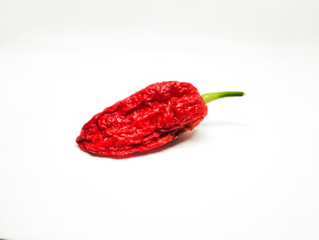 bhut jolokia ghost pepper isolated on white background. fresh Carolina Reaper.の写真素材