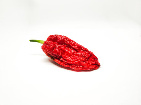 bhut jolokia ghost pepper isolated on white background. fresh Carolina Reaper.の写真素材