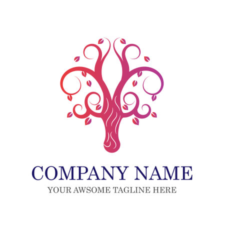 Abstract dynamic tree logo design, root vector. abstract modern logo or tree logo.のイラスト素材