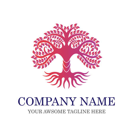 Abstract dynamic tree logo design, root vector. abstract modern logo or tree logo.のイラスト素材