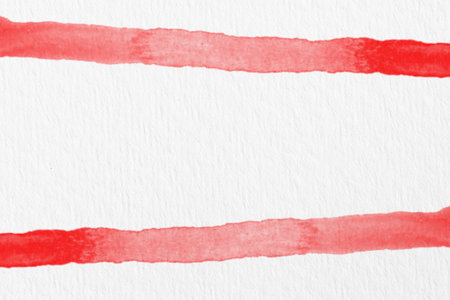 Red watercolor stripes on white paper. Abstract watercolor background.の写真素材