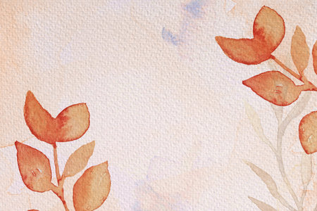 Watercolor floral background with leaves. Hand painted watercolor illustration.の写真素材