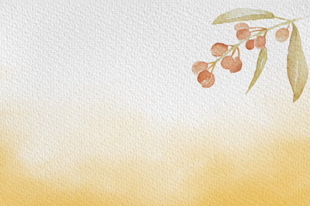 Watercolor hand painted background with olive branch and leaves. Vector illustration.の写真素材