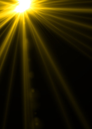 sun with lens flare and bokeh effect made in 3d softwareの写真素材