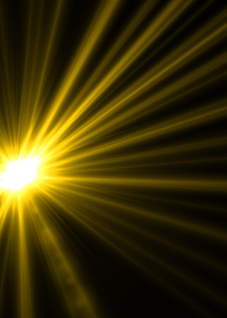 sun with lens flare and bokeh effect made in 3d softwareの写真素材