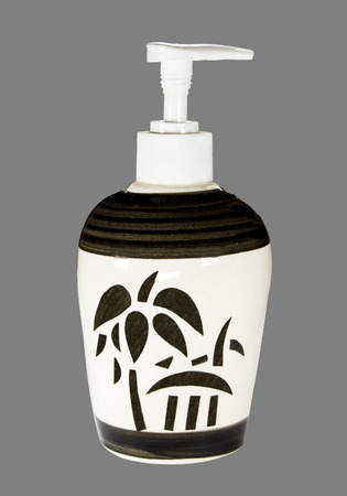 ceramic soap dispenser black white tree patternの写真素材