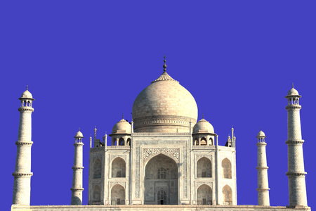 Front View of Taj Mahal with purple backgroundの写真素材